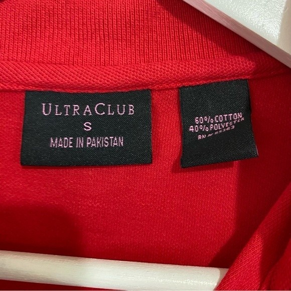 Ultra Club Women’s The Basics Button Short Sleeve Polo Red NWT - Picture 4 of 7